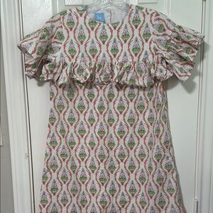 Bella Bliss White and Green Casual Dress